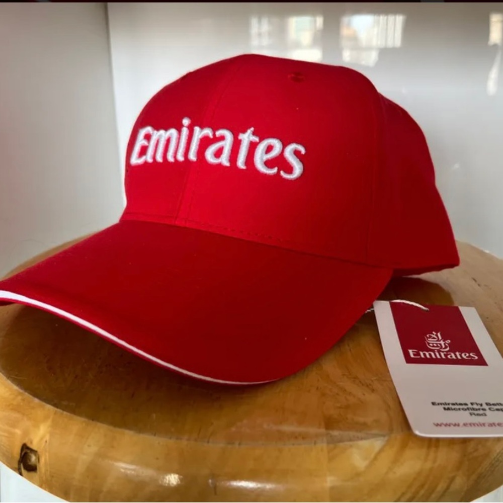 EMIRATES Airline Fly Better Microfibre Cap Hat - Color Red - Adjustable w/ Logo